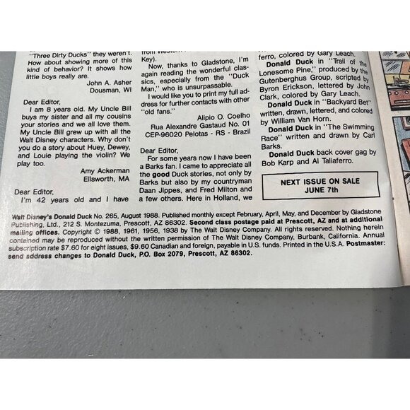 Gladstone Walt Disneys Donald Duck #265 Aug 1988 Comics Bagged Boarded Vintage - Picture 3 of 6